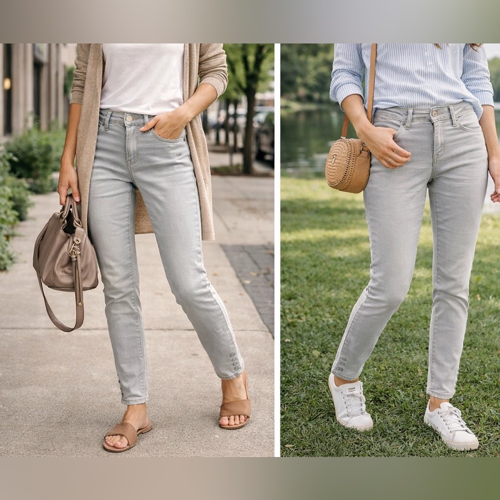 Tory Burch Gray Ankle-Button Jeans (Size 30)